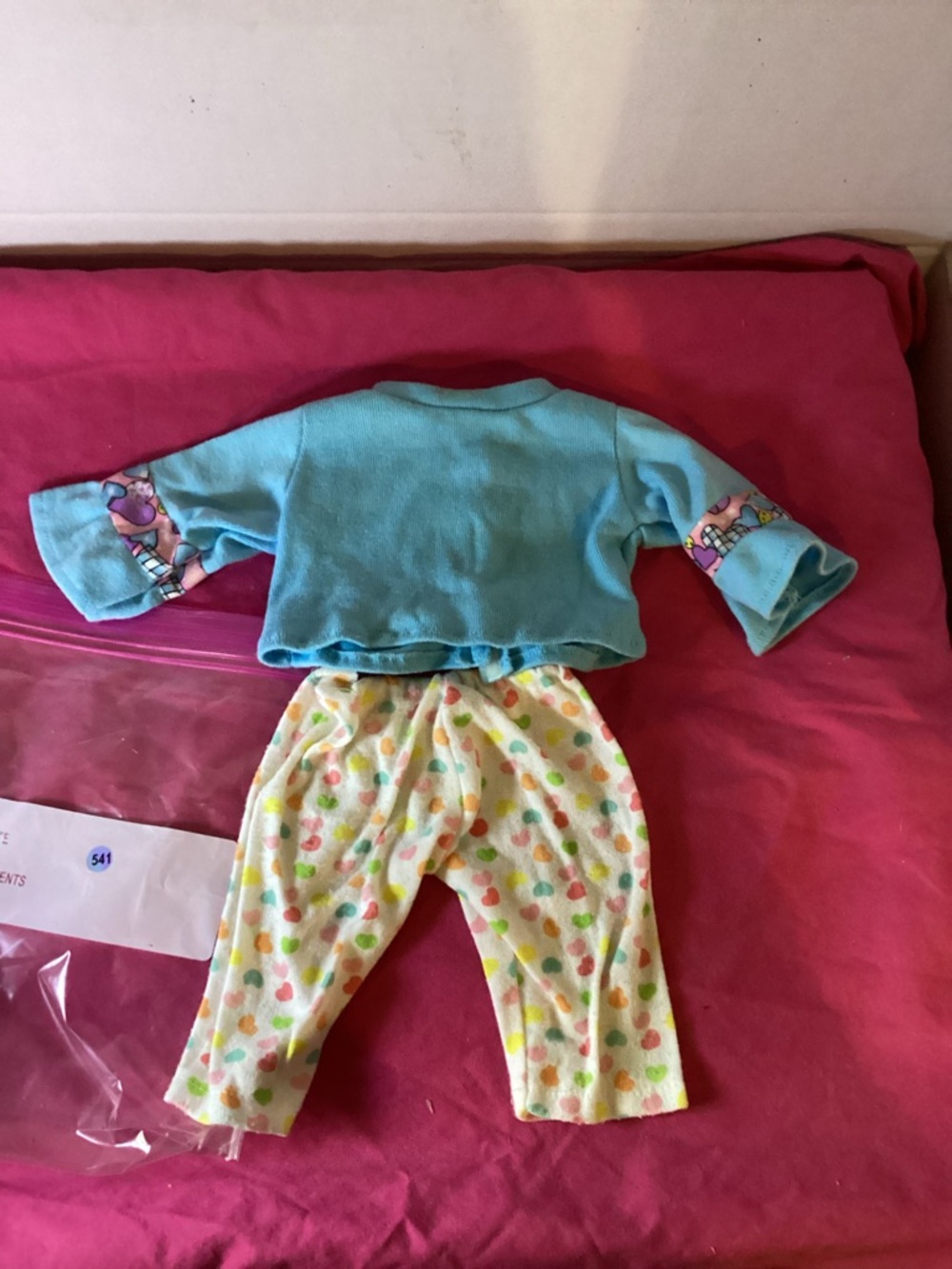 541-Doll Clothes Outfit for 12 Inch Doll Long Sleeve Blue Shirt & Yellow Pants